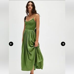Free People Sweet Nothings Green Gingham Maxi